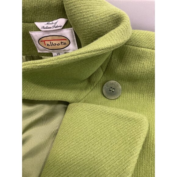 Talbots Vintage Olive Double Breasted Pea Coat Italian Wool Size 10 - Picture 7 of 9